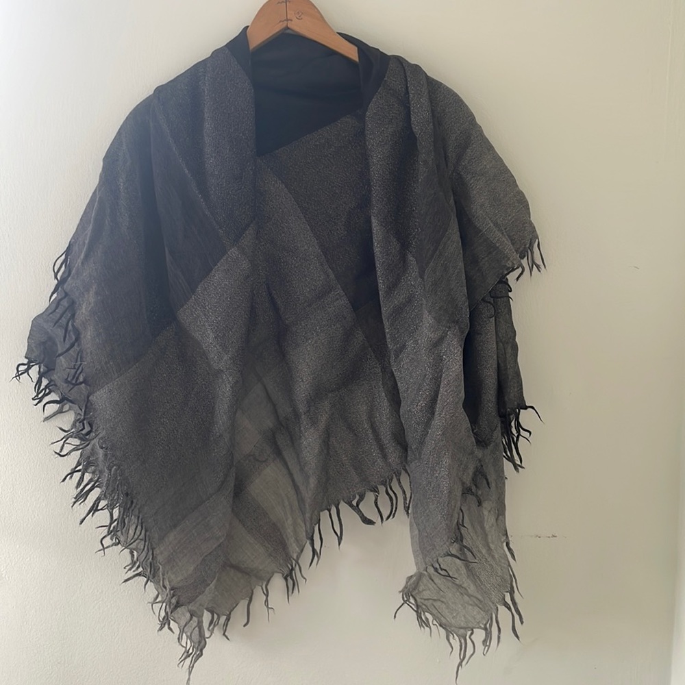 Eileen Fisher scarf— grey, silver, and black with shimmer